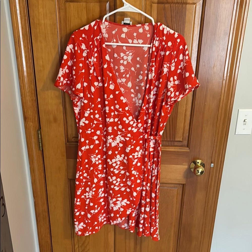 J. Crew Factory Red and White Floral Dress